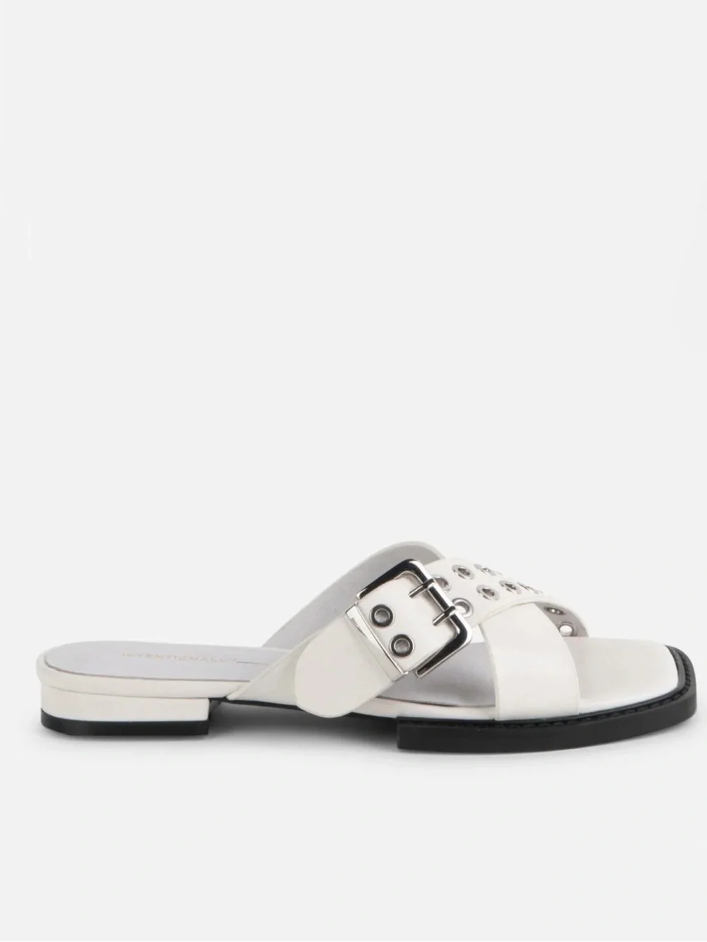INTENTIONALLY BLANK Clipz White Leather Cross-Strap Slide Sandals size 8 NIB